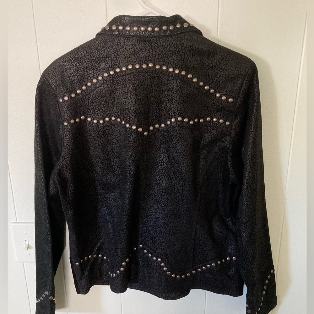 Walls Ranch Vintage womens SZ L Black leather Western style jacket stud accents - Picture 8 of 15
